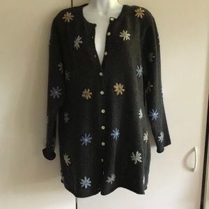 Cardigan:80% wool 20% nylon-Gorgeous flower design